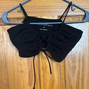 Aeropostale Black Ruched Tie Front Camisole
